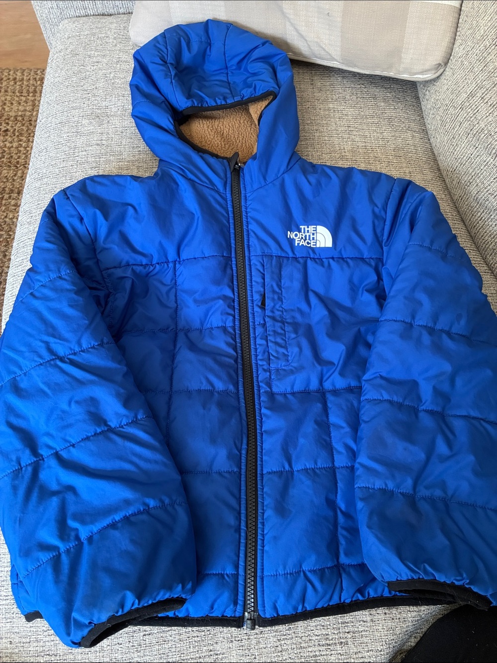 The North Face Kids Royal Blue Puffer Jacket with Hood